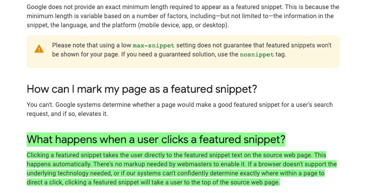 google support doc featured snippets chrome amp