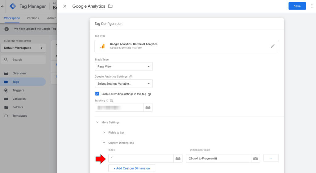 connecting google analytics to custom dimensions google tag manager