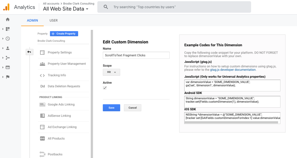 creating a new dimension in google analytics