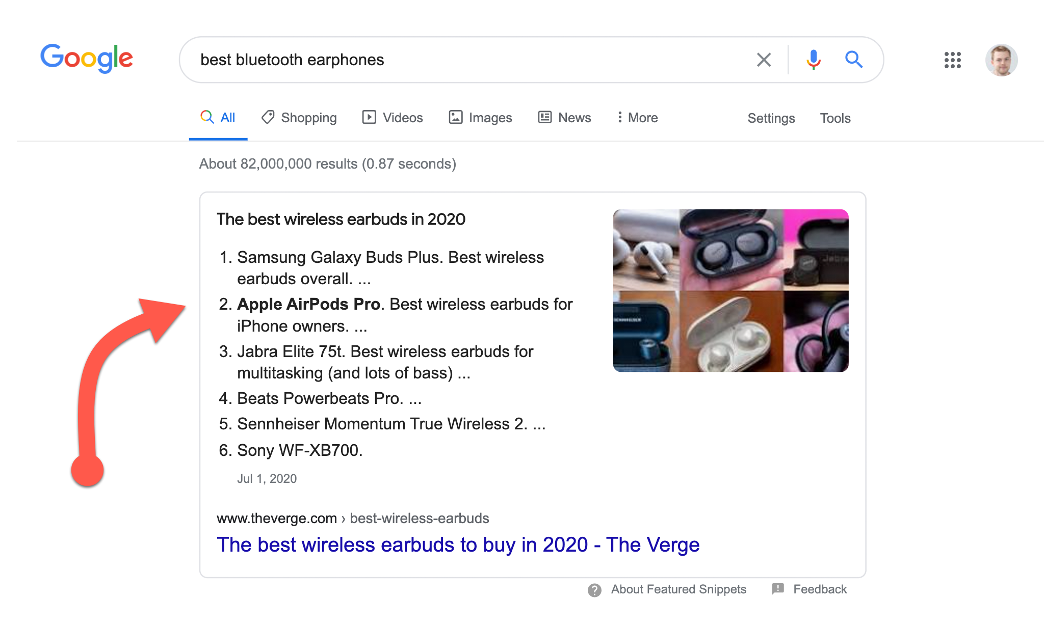 featured snippet bolding of best answer when in list