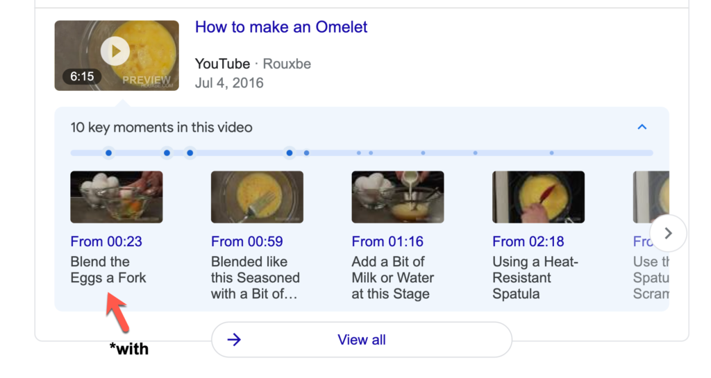 google key moments example timestamps on youtube videos desktop
