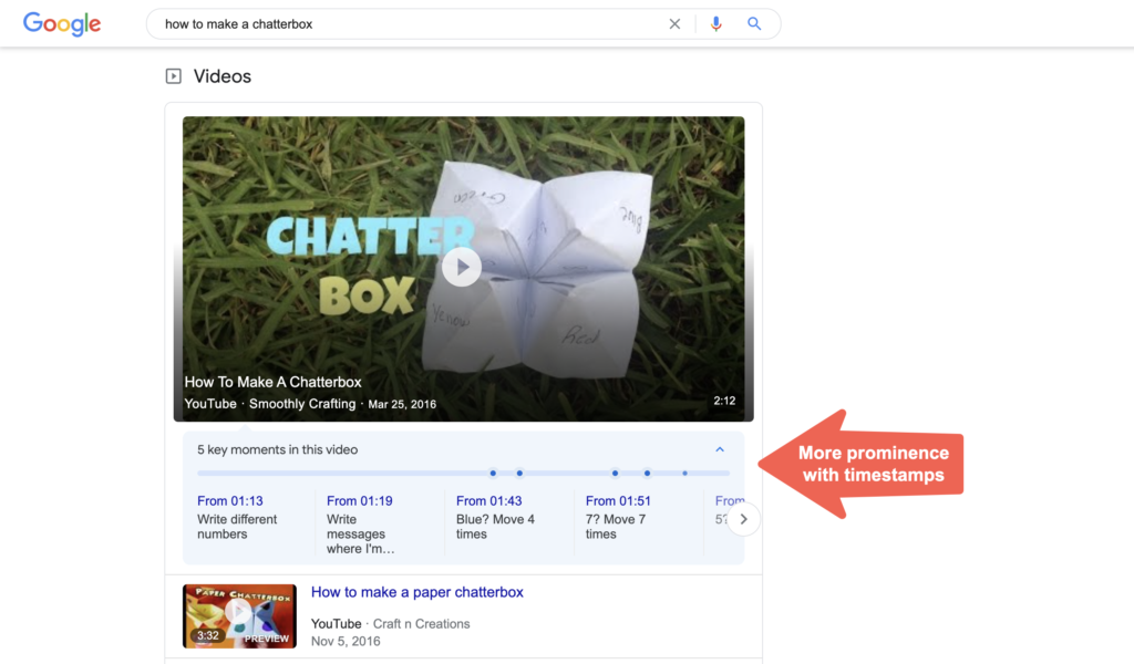 video timestamps more prominence on desktop google search