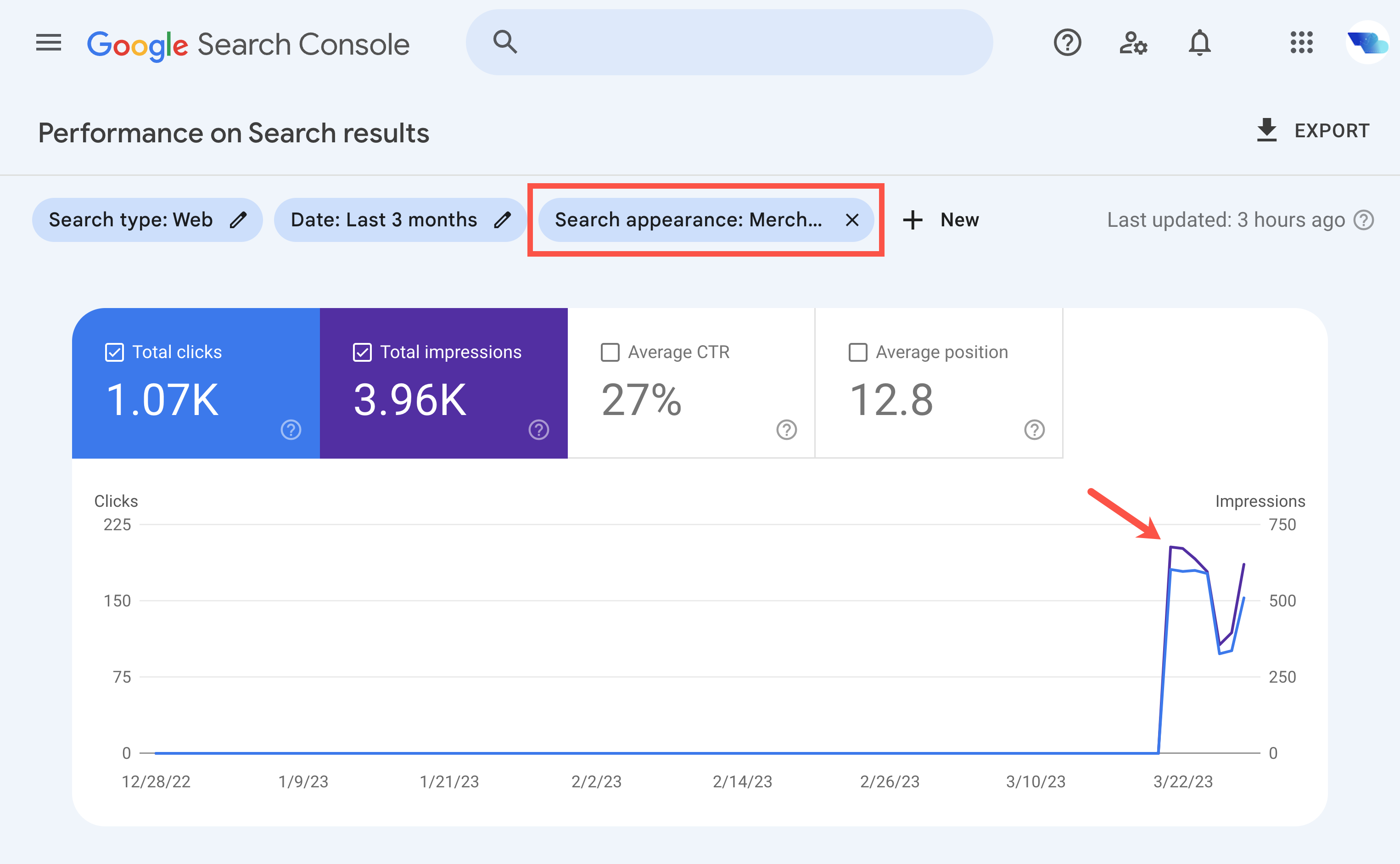 free product listings now tracked in google search console separately with merchant listings search appearance filter